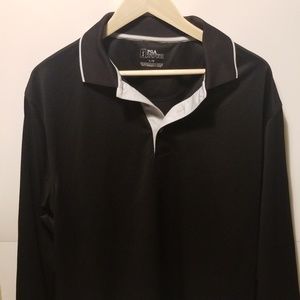 PGA Tour Golf Black Polo Long Sleeve. Large L.